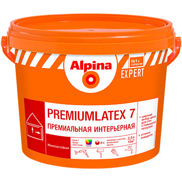 Premiumlatex 7 база1 2.5л Alpina краска ВД для внутренних работ EXPERT Premiumlatex 7 база1 2.5л Alpina краска ВД для внутренних работ EXPERT